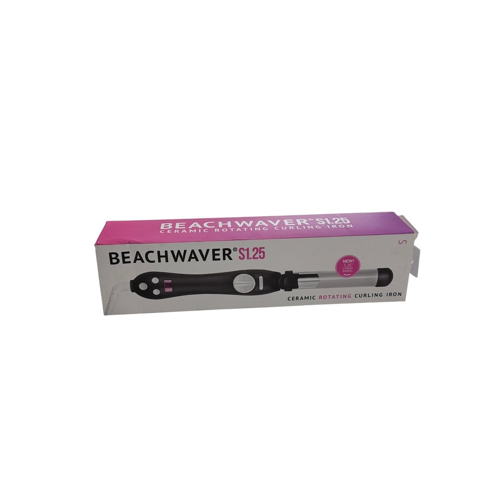 Beachwaver S1.25 Ceramic Rotating Curling Iron 1.25 Inch Barrel Black Silver